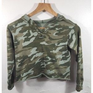 Justice Camo  Cropped Tie Hoodie, Girls Size 6/7